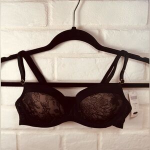 NWT Soma Lightest Lift Lined Demi Underwire Lace Bra 34 A Black #0309